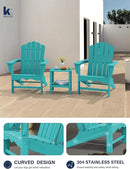 KINGYES HDPE Adirondack Chair, Classic for Patio Garden, Fire Pit, Backyard & Lawn Furniture, Easy Maintenance All Weather Adult Size Adirondack Chair, Crystal Blue by GreenHaven Gardens