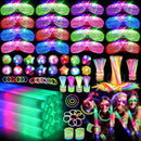 150 PCS Glow in the Dark Party Supplies, 16 Foam Sticks, 16 LED Glasses, 100 Glow Sticks and 18 Finger Lights for Neon Party, Wedding, Birthday, Concert, New Year, Carnivals, Raves by TinyTreasures Baby Boutique