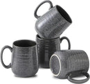 Hasense Dark Grey Coffee Mugs Set of 4, 12oz Ceramic Coffee Cups, Latte Mug with Large Handle for Coffee, Tea, Milk and Hot Cocoa,Easy Hold & Clean, Dishwasher & Microwave Safe by CozyNest Decor