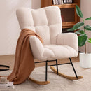 NIOIIKIT Nursery Rocking Chair Teddy Upholstered Glider Rocker Rocking Accent Chair Padded Seat with High Backrest Armchair Comfy Side Chair for Living Room Bedroom Offices (Ivory Teddy) by TinyTreasures Baby Boutique