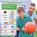 Smart Watch for Kids 4-12 Years Boys Girls,Smartwatch,Aluminum Case with Pink Sport Band,24 Games Camera Voice Music Video Player Recorder,Pedometer Flashlight, Birthday (Black) by TinyTreasures Baby Boutique