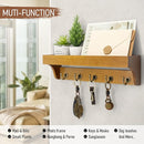 Rebee Vision Decorative Key Holder for Wall with Shelf: Farmhouse Mail Rack with 5 Sturdy Key Hooks for Home Decor, Apartment, Entryway and Hallway (Light Brown) by CozyNest Decor