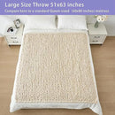 Bigacogo Chunky Knit Throw Blanket for Couch, 51x63 inches, 100% Hand Knitted with Thick Jumbo Chenille Yarn, Cozy Soft Large Rope Knot Cable Crochet Blankets for Sofa Bed Living Room, Beige by CozyNest Decor