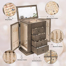 Jewelry Box for Women, 5 Layer Large Wood Jewelry Boxes & Organizers for Necklaces Earrings Rings Bracelets, Rustic Jewelry Organizer Box with Drawers and Mirror(Weathered Gray) by TinyTreasures Baby Boutique