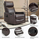Manual Swivel Rocker Recliner Chair for Adults, Overstuffed Reclining Glider Chair for Nursing with Vibration Massage & Heat, Living Room Rocking Recliner 2-Stage backrest, Faux Leather Brown by CozyNest Decor