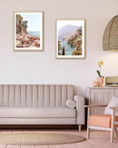 HesenDot Natural OAK Wood Framed Summer in Positano Wall Art,12x16in Italy Amalfi Coastal Canvas Wall Print,Arienzo Beach Umbrellas Poster Wall Decor for Living Room,Bedroom,Office Gallery Set of 1 by CozyNest Decor