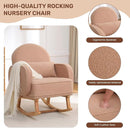 Rocking Chair Nursery with Ottoman, Upholstered Glider Rocker with High Backrest and Side Pocket, Rocking Accent Armchair with Solid Wood Legs for Nursery, Living Room, Bedroom Coffee by TinyTreasures Baby Boutique
