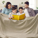 PHF 100% Cotton Waffle Blanket Oversized King 120"x120", Lightweight Breathable Extra Large 10'x10' Summer Blankets for Bed, Giant Big Luxury Aesthetic Woven Bedding for Home Decor, Khaki by CozyNest Decor