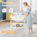 HONEY JOY Baby Changing Table with Bathtub, Foldable Infant Diaper Changing Station with Wheels, Storage Tray, Waterproof Pad, Portable Newborn Nursery Organizer Bath Stand for Boys Girls (White) by TinyTreasures Baby Boutique