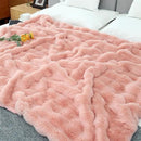 RYNGHIPY Faux Fur Bed Blankets Fluffy Warm Throw Blanket for Sofa Couch Soft Plush Decorative Blanket Thick and Heavy Cute Bubble Furry Blanket (Blush, 51''x63'') by CozyNest Decor