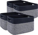 4 Pack Storage Baskets for Organizing, Woven Baskets for Shelves - Perfect for Toys, Books, Towels, and Clothes, Durable Gift Basket Bins Toy Storage, 13''L x9''W x7.8''H, Blue and Grey by CozyNest Decor