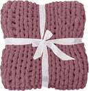 Bigacogo Chunky Knit Throw Blanket for Couch, 40x60 inches, 100% Hand Knitted with Thick Jumbo Chenille Yarn, Cozy Soft Large Rope Knot Cable Crochet Blankets for Sofa Bed Living Room, Burnt Rose by CozyNest Decor