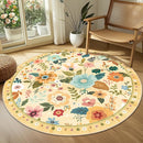 Floral 4ft Area Rug Machine Washable Soft Print Boho Carpet Non Slip Doormat Low Pile Flower Area Rugs for Living Room Bedroom Nursery Kitchen Dining Room Indoor-Ivory/Yellow by TinyTreasures Baby Boutique