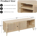 Mid Century Modern TV Stand for Televisions up to 70 Inches, with Sliding Doors and Storage, Television Stands, TV Consoles, Media Consoles for Living Room, 63 Inch (Natural) by CozyNest Decor