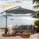 FLAME&SHADE 10ft Cantilever Patio Umbrella Outdoor, Large Offset Umbrella with Crank and Cross Base, UPF 50+ UV Protection Hanging Umbrella for Pool Deck Garden, Anthracite by GreenHaven Gardens