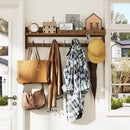AMBIRD Coat Rack Wall Mount, 35 inch Large Wall Hooks with Shelf, Entryway Shelf with 7 Dual Coat Hooks 4 Key Hooks Mail Organizer, Wooden Coat Hanger and Key Holder Wall Mount by CozyNest Decor