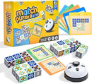 Wooden Matching Game Puzzle Games, Pattern Block Match Puzzles Building Cubes with Bell for Kids and Adults Toys Board Games for Family Night by TinyTreasures Baby Boutique