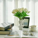 Mandy's Artificial Tulips 12 Stems White PU Faux Flowers for Wedding Home Decor 13.5 Inch by CozyNest Decor