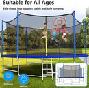 Upgraded 16FT 15FT 14FT 12FT 10FT 8FT Trampoline Outdoor with Basketball Hoop and Net, Capacity for 4-6 Kids and Adults by TinyTreasures Baby Boutique