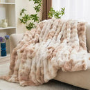 RYNGHIPY Faux Rabbit Fur Bed Throws Fluffy Warm Throw Blanket for Sofa Couch Soft Plush Decorative Blanket Thick and Heavy Cute Bubble Furry Blanket (Light Tan, 63''x79'') by CozyNest Decor