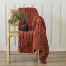 WESHIONGOO Chunky Knit Blanket Throw 40"*40“ Knitted Throw Blankets for Couch Bed Fluffy Soft Blanket with Jumbo Chenille Yarn Thick 100% Handmade(Ｒｕｓｔ) by CozyNest Decor