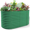 Land Guard 6x3x3ft Oval Galvanized Raised Garden Beds, Large-Capacity Metal Planter Box Outdoor, Durable Deep Raised Garden Bed 3ft Tall, Raised Beds for Gardening Vegetables, Forest Green by CozyNest Decor