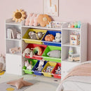 Xilingol Kids Toy Storage Organizer W/8 Removable Toy Bins, 4-Tier Toy Organizers W/6 Storage Cubbies, Kid Bookshelf and Toy Storage for Playroom, Bedroom, Kids Room, Classroom by CozyNest Decor