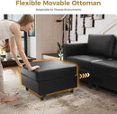 118.5" Luxury Modular Sleeper Sofa Bed with Storage Seat, 8 Seat Sectional Couch Deep Seat with Reversible Chaises & Removable Cover - Black Faux Leather by CozyNest Decor