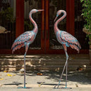 Kircust Garden Crane Statues Patina Heron Decoy, Standing Metal Crane Sculptures Bird Yard Art for Outdoor Decor, Set of 2 by GreenHaven Gardens