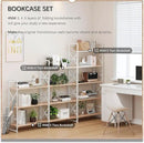4NM 5 Tiers No Assembly Book Shelves, 51.2" H Folding Bookshelf Bookcase Open Industrial Foldable Shelves for Bedroom, Living Room, Home Office - Natural White by CozyNest Decor