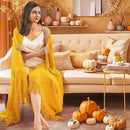 inhand Knitted Fall Throw Blanket for Couch and Bed, Knit Fall Decor Halloween Blanket with Tassel, Mustard Yellow Lightweight Decorative Farmhouse Warm Woven Blankets and Throws for Women, 50"x60" by CozyNest Decor