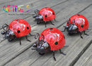 GIFTME 5 Metal Garden Yard Art Decorative 4 Pack Ladybugs Outside Garden Wall Sculptures(RED) by GreenHaven Gardens