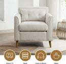 Modern Accent Chair with Wooden Legs Plush Fabric Armchair Chenille Side Single Sofa Chair for Bedroom, Office Cafe Waiting Room Apartment (Beige Armchair) by CozyNest Decor