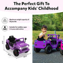 TOBBI 12V Kids Electric Ride On Car Toy, Children Battery Powered Truck to Drive, Motorized Vehicles for Toddlers 3-6 with with Off-Road Wheels/Suspension/Horn/LED Lights-Purple by TinyTreasures Baby Boutique