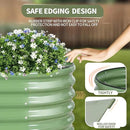 Galvanized Raised Garden Bed - 8x2x1.4FT Metal Planter Boxes Outdoor | Oval Steel Raised Bed Kit for Gardening with Protective Tape, Bracing Rods, Gloves for Vegetables, Flower, Herb (Green) by GreenHaven Gardens