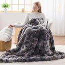 NEWCOSPLAY Faux Fur Twin Blanket Tie-dye Grey Luxury Fluffy Thick Warm Bubble Blanket for Couch Sofa Bed 700GSM (Tie-dye Grey, Twin(60"x80")) by CozyNest Decor