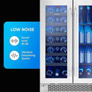 Zephyr Brisas 24 Inch Wine Fridge Dual Zone Under Counter Countertop Wine and Beverage Cooler Cabinet Home Bar Drink Beer Freestanding Refrigerator with French Door 21 Bottles 64 cans by CozyNest Decor