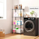 4 Tiers Shelf Metal Storage Shelves Wire Rack Closet Organizers with Wheel for Garage Kitchen Bathroom Laundry Black 11.8" D x 17.7" W x 41.9" H by CozyNest Decor