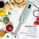 Zulay Immersion Stick Mixer Hand Blender - 800 Watts, Turbo Mode, 5-ft Power Electric Cord, Handheld Portable, Stainless Steel Blades - For Effortless Blending Smoothie, Soup, Baby Food, Puree - Aqua by TinyTreasures Baby Boutique