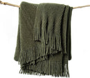 lifein Throw Blanket for Couch, Soft Green Boho Decor Bed Throw,Cozy Knitted Chenille Farmhouse Lightweight Throw for Spring(Olive Green,60 * 80") by CozyNest Decor