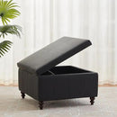 HUIMO Square Leather Storage Ottoman, Black Tufted Large Ottoman for Living Room, Coffee Table with Storage(Black) by CozyNest Decor