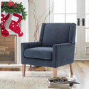 COLAMY Modern Wingback Living Room Chair, Upholstered Fabric Accent Armchair, Single Sofa Chair with Lounge Seat and Wood Legs for Bedroom/Office/Reading Spaces, Blue by CozyNest Decor