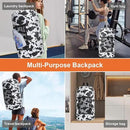 Femuar Laundry Bag Backpack Durable Laundry Bag with Shoulder Straps and Mesh Pockets Portable Laundry Dirty Clothes Hamper Bag for College Dorm (Cow Print) by CozyNest Decor