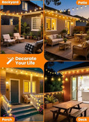 LED Outdoor String Lights, 25FT 12+1 Shatterproof Bulbs Outdoor Patio Lights, IP65 Waterproof Connectable Hanging Outside Light for Backyard, Porch, Deck, Balcony, 2200K by CozyNest Decor