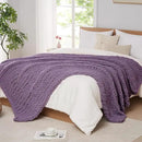 L'AGRATY Chunky Knit Blanket Throw: 50''x60'' Chenille Chunky Knitted Throw Blanket for Bed Couch - Handmade Thick Big Cable Knit Blanket - Large Crochet Rope Blanket for Home Decor(Deep Purple) by CozyNest Decor