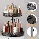 Two Tier Lazy Susan Organizer Turntable Height Adjustable, 2 Tier Lazy Susan 12 Inch Metal Easy Assembly, Spice Rack Organizer Rotating for Cabinet Dining Table Top Kitchen Countertop Black by CozyNest Decor