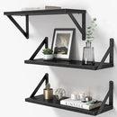 Heimlove Floating Shelves for Wall, 16 Inch Long Wood Floating Shelves Set of 3, Wall Mounted Hanging Shelf for Bathroom Bedroom Kitchen, Black by CozyNest Decor