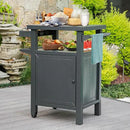 Domi Grill Carts Outdoor with Storage and Wheels, Whole Metal Portable Table and Storage Cabinet for BBQ,Deck,Patio,Backyard(Dark Grey) by CozyNest Decor