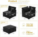 HOOOWOOO Modular Sectional Sofa,6 Pieces Sectional Couches for Living Room,98X98 L Shaped Cloud Couch with Ottoman Chaise Set(Black Velvet Corduroy) by CozyNest Decor