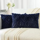 decorUhome Fall Throw Pillow Covers 12x20 Inch Set of 2, Soft Plush Decorative Faux Fur Navy Blue Solid Couch Pillow Covers, Accent Farmhouse Neutral Lumbar Euro Pillow Cases for Sofa Bed Living Room by CozyNest Decor